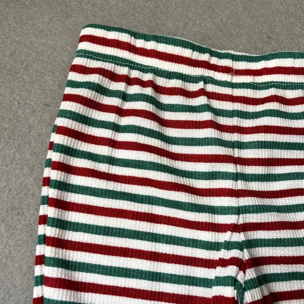 Christmas Candy Stripe Toddler 2T-3T Baby Thermal Henley Pajama Unisex NWT